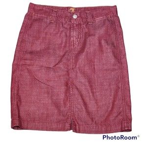 7 For All Mankind Woman’s Red Denim Slit Back Mini Skirt Size 27